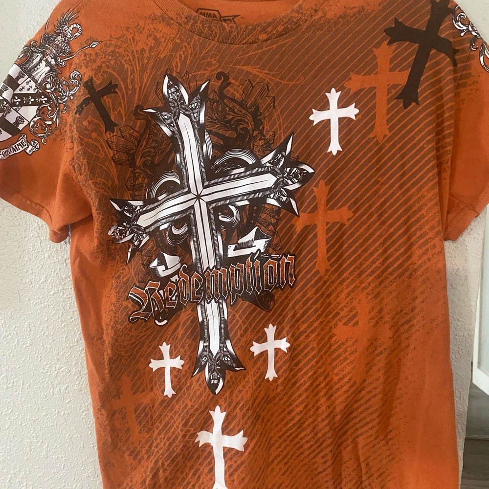 MMA Elite Orange Tee with Graphic Design
